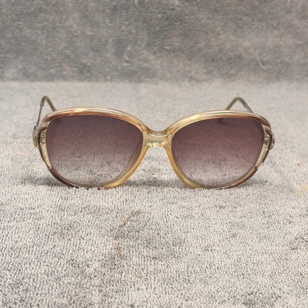 Vintage Oversized Sunglasses Amber Brown Gradient Lenses Gold Tone Frames Retro